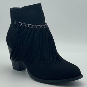 Pierre Dumas Denny 14 Black Western Style Fringe Ankle Boots